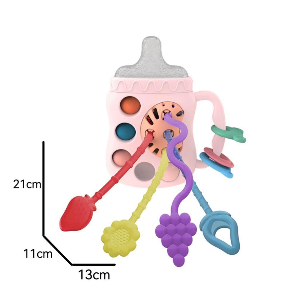 JUGUETE DE SILICONA BIBERÓN ESTIMULACIÓN PARA BEBES - Tesoritos Baby