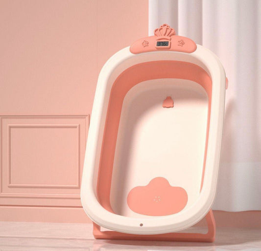 BAÑERA PLEGABLE CON TERMÓMETRO DISEÑO CORONA - Tesoritos Baby