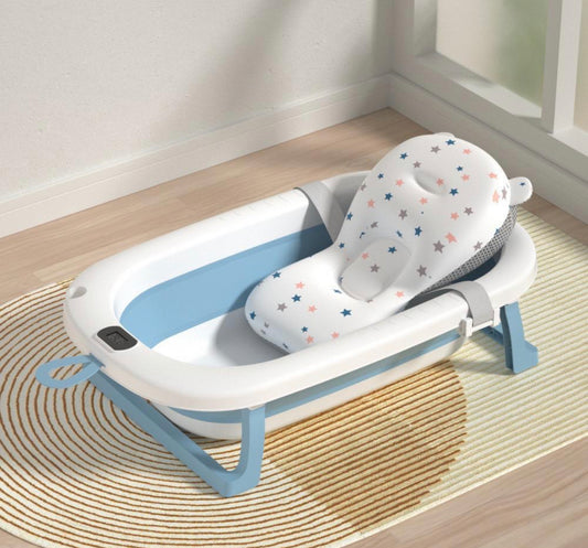 BAÑERA PLEGABLE CON TERMOMÓMETRO Y COJÍN - Tesoritos Baby