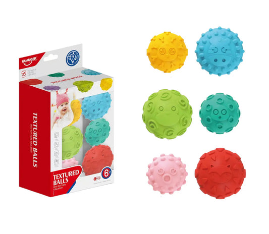 SET DE 6 PELOTAS DE GOMA SENSORIALES - Tesoritos Baby