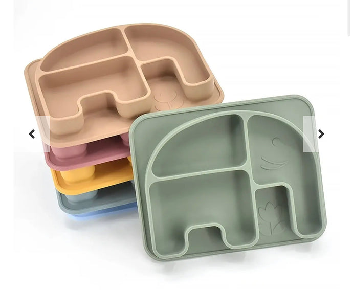 Plato de alimentación de silicona para bebé con forma de Elefante