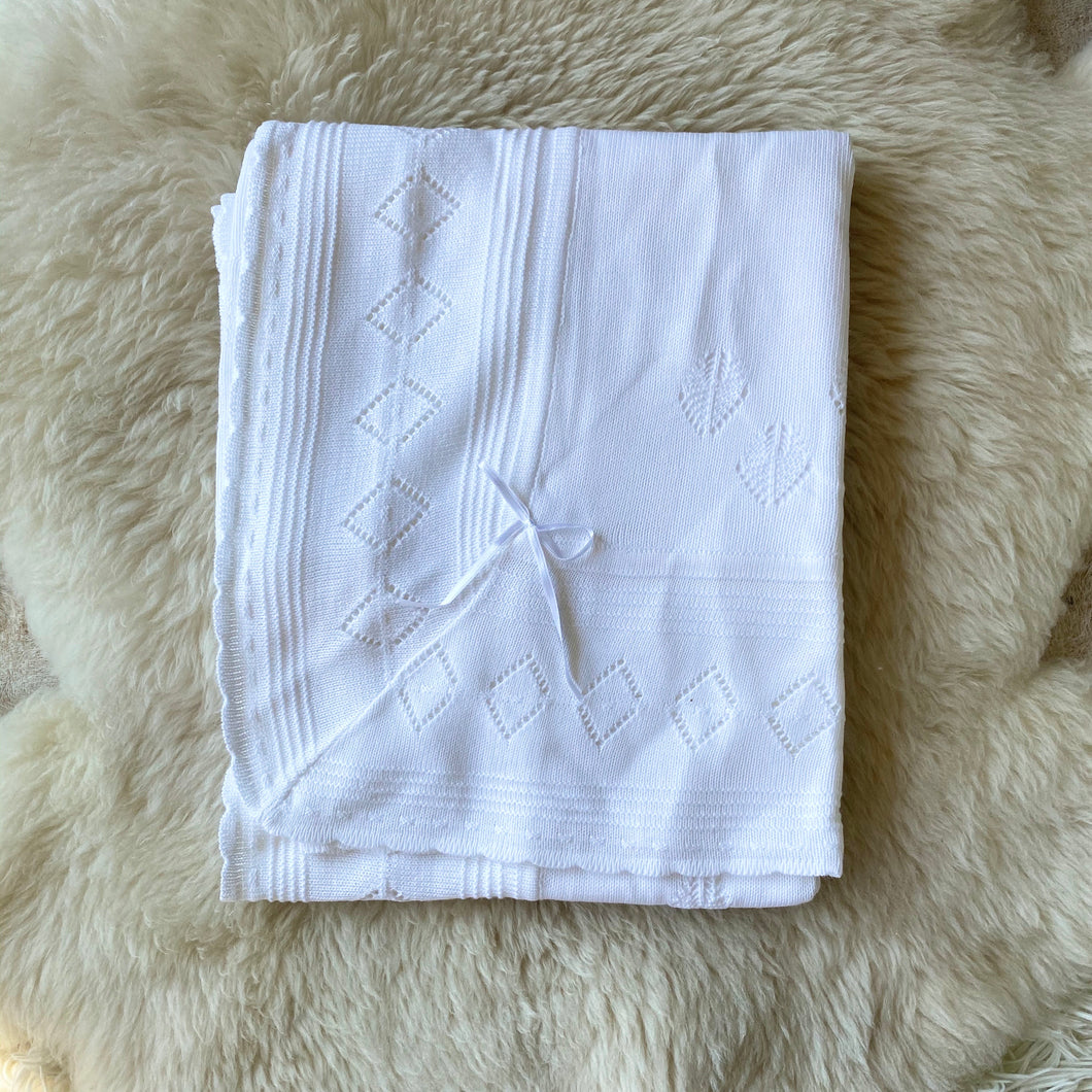 Manta Tejida Blanca en hilo de algodón pima Forrada con algodón pima delgado